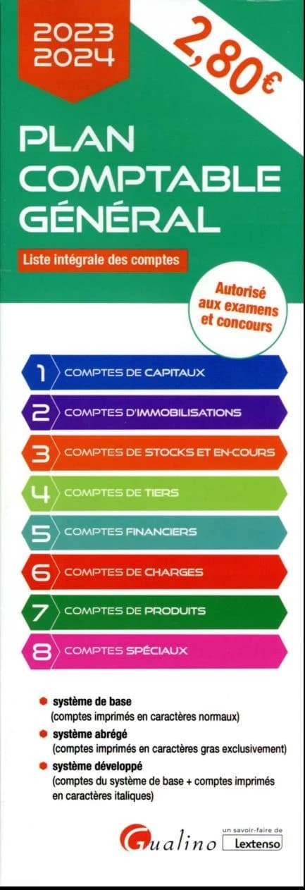 Plan comptable général : liste intégrale des comptes : autorisé aux examens et concours ([Éd.] 2023-2024)