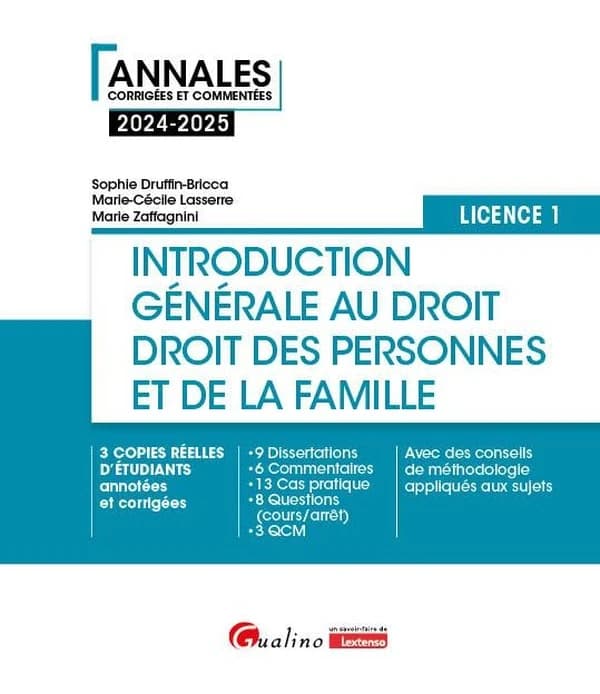Introduction générale au droit, droit des personnes et de la famille : droit objectif, droits subjectifs, droit des personnes, droit de la famille