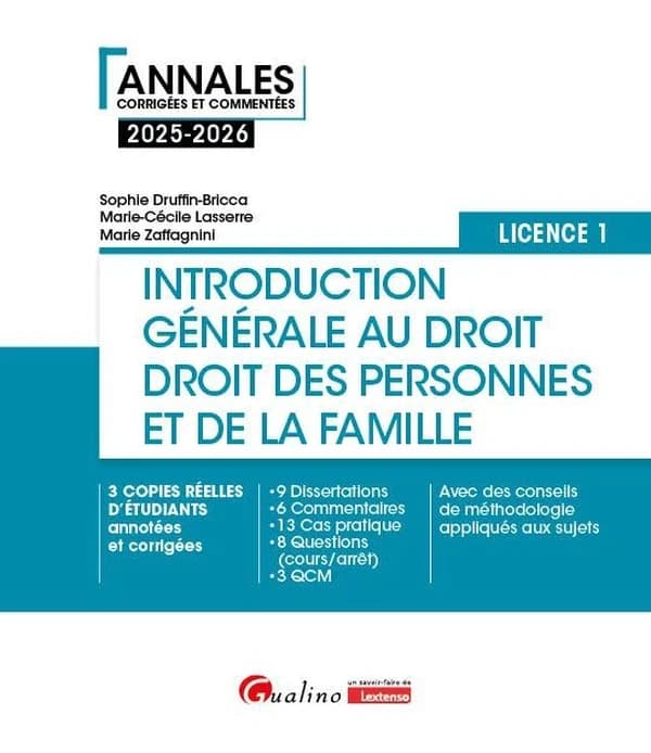 Introduction générale au droit, droit des personnes et de la famille : droit objectif, droits subjectifs, droit des personnes, droit de la famille