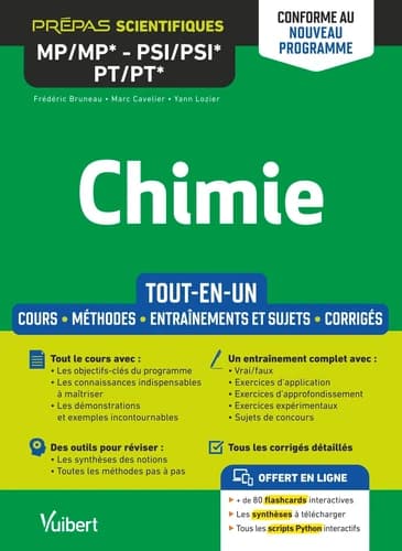 Chimie : tout-en-un : cours, méthodes, entraînements et sujets, corrigés