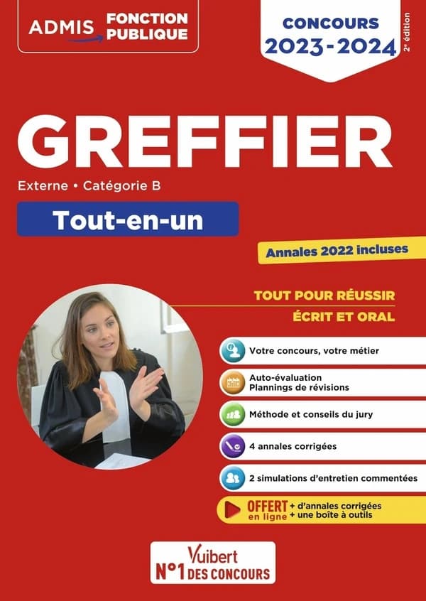 Greffier : externe, catégorie B, tout-en-un (2e éd.) Audrey Pouplin,... Elsa Rougegrez,... ; ouvrage coordonné par Mohamed Néhal,...