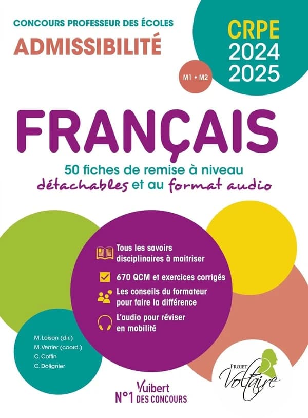 Français : 50 fiches de remise à niveau détachables et au format audio : concours professeur des écoles : admissibilité : CRPE 2024-2025
