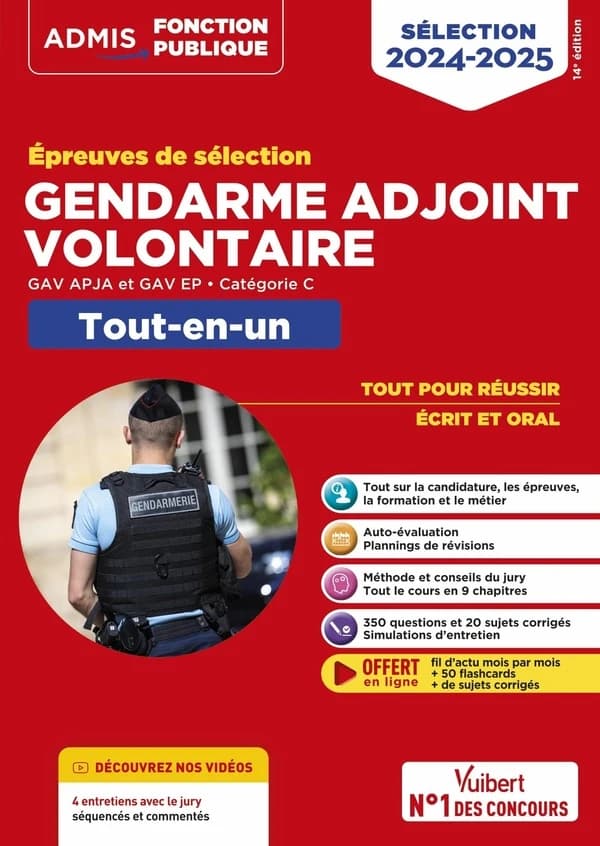 Gendarme adjoint volontaire : GAV APJA et GAV EP, catégorie C : tout-en-un (14e éd., sélection 2024-2025) Bernadette Lavaud,... François Lavedan,...