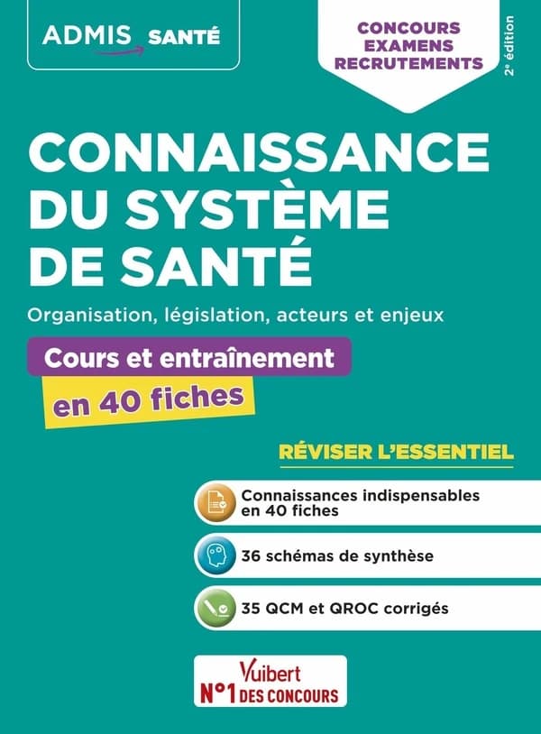 Connaissance du système de santé : organisation, législation, acteurs et enjeux : cours et entraînement en 40 fiches : concours, examens, recrutements (2e éd.) Mandi Gueguen,...