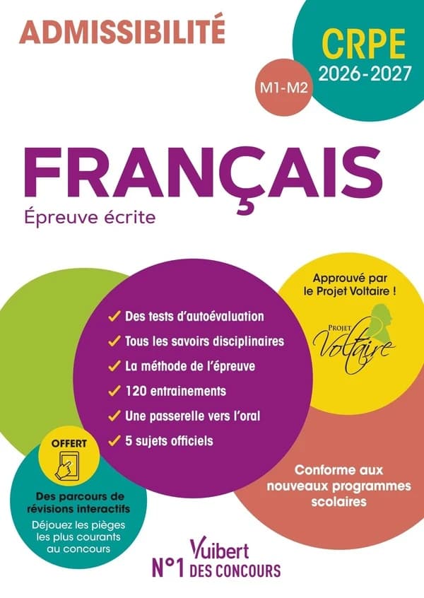 Français : épreuve écrite : admissibilité : M1-M2 : CRPE 2026-2027