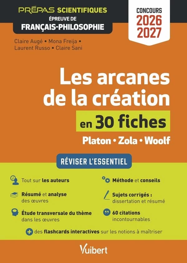 Les arcanes de la création en 30 fiches concours 2026-2027 : Zola, Platon et Woolf