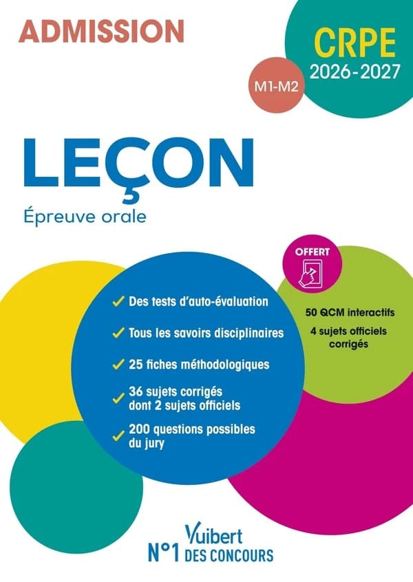 Leçon : épreuve orale : admission, CRPE 2026-2027, M1-M2