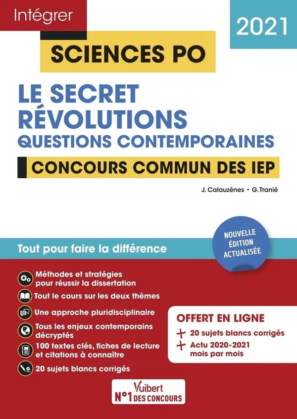 Le secret, révolutions : questions contemporaines : concours communs des IEP ([Éd.] 2021) Jérôme Calauzènes,... Ghislain Tranié,...