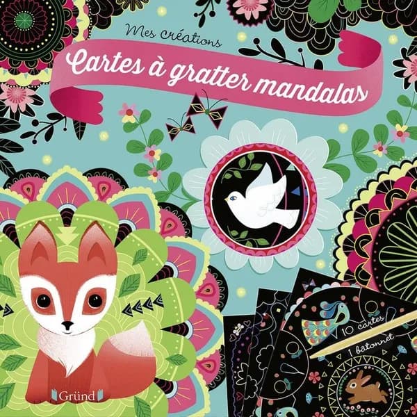 Cartes à gratter mandalas : Avec 10 cartes et 1 bâtonnet