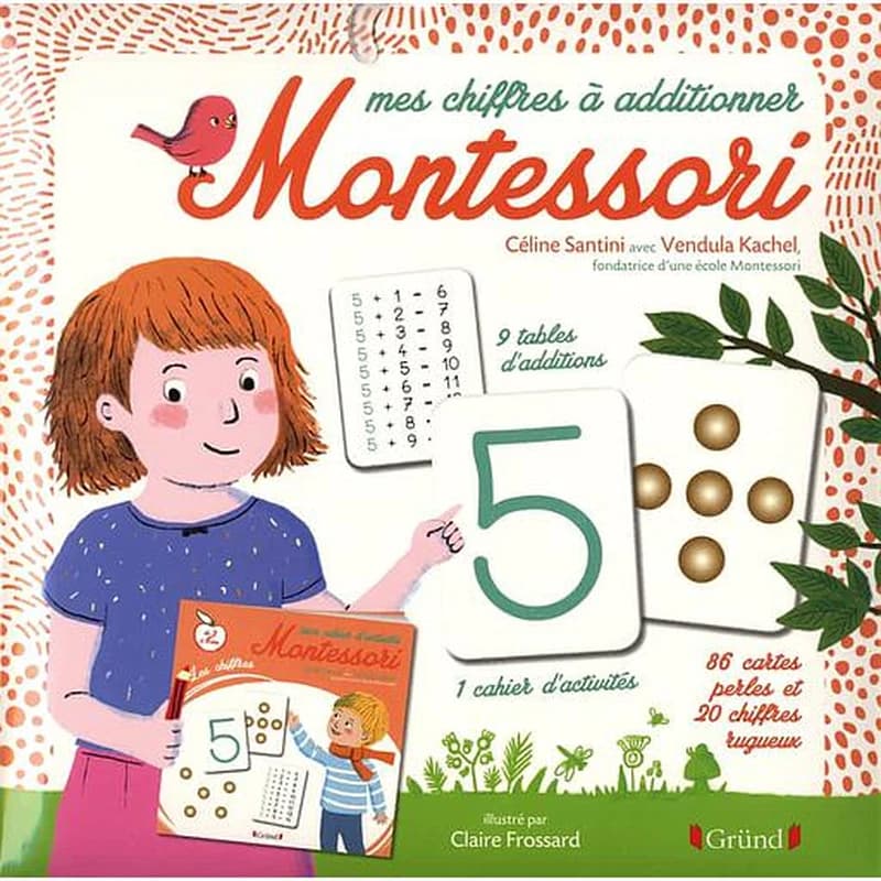 Mes chiffres à additionner Montessori : 9 tables d'additions, 1 cahier d'activités, 86 cartes perles et 20 chiffres rugueux