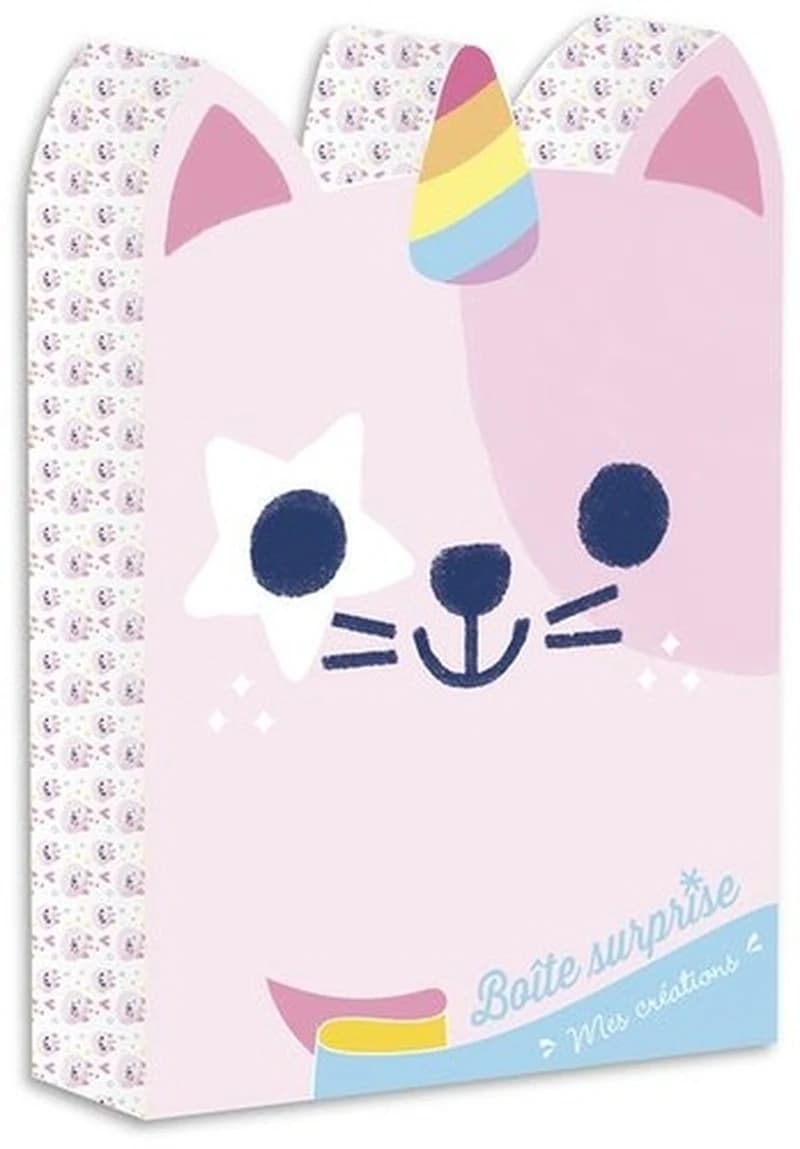 Boîte surprise Caticorn  - Avec 1 bracelet, 2 cartes à gratter, 2 cartes en strass, 1 bâtonnet, 50 strass, 1 planche de stickers et 4 feuilles d'origamis