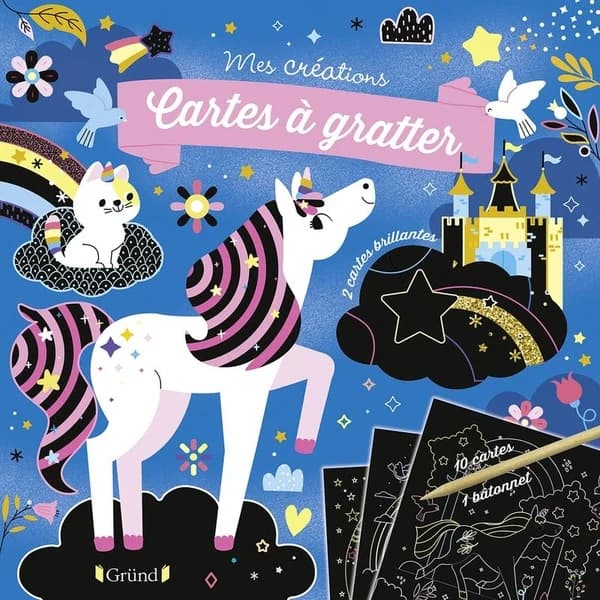 Mes créations cartes à gratter : 2 cartes brillantes, 10 cartes, 1 bâtonnet. : [Image à découper]