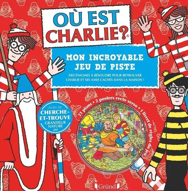 Où est Charlie ? : mon incroyable jeu de piste : pochette avec deux posters et des personnages détachables : dès 6 ans : [Image à découper]