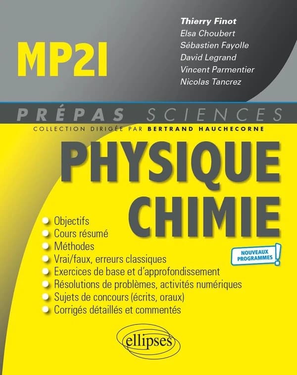 Physique chimie, MP2I : nouveaux programmes