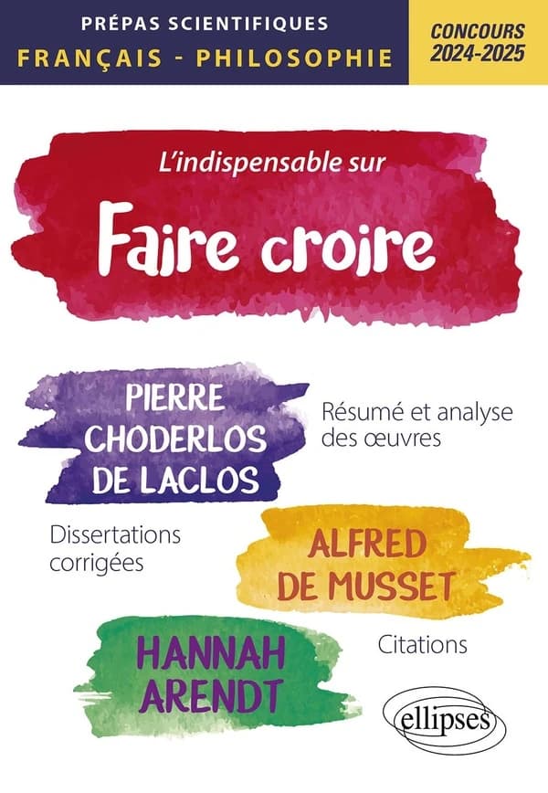L'indispensable sur faire croire : Pierre Choderlos de Laclos, "Les liaisons dangereuses", Alfred de Musset, "Lorenzaccio", Hannah Arendt "Du mensonge en politique" dans "Du mensonge à la violence" [et] "Vérité et politique" dans "La crise de la culture"