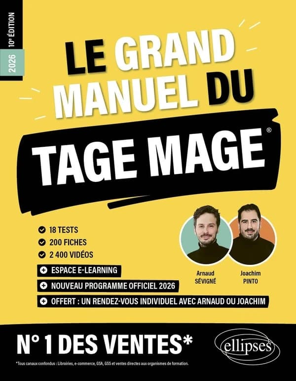 Le grand manuel du TAGE MAGE : 18 tests, 200 fiches, 2400 vidéos (10e éd., 2026, [à jour du] nouveau programme officiel) Arnaud Sévigné & Joachim Pinto
