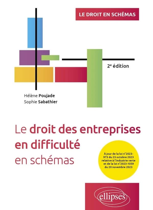 Le droit des entreprises en difficulté en schémas (2e éd., à jour de la loi n°2023-973 du 23 octobre 2023 relative à l'industrie verte et de la loi n°2023-1059 du 20 novembre 2023) Hélène Poujade,... Sophie Sabathier,...