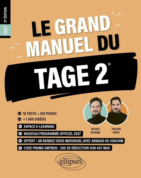 Le grand manuel du TAGE 2 : 10 tests, 120 fiches, 1000 vidéos (11e éd.)