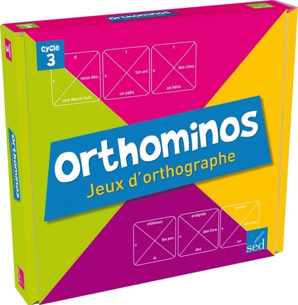 JEUX EDUCATIFS : orthominos cycle 3 ; 2 plateaux de jeux et 6 jeux de cartes