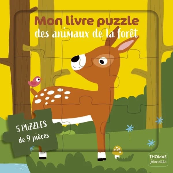 Mon livre puzzle des animaux de la forêt : 5 puzzles de 9 pièces