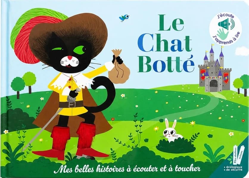 Le chat botté en livre sonore à toucher grandes piles alcalines