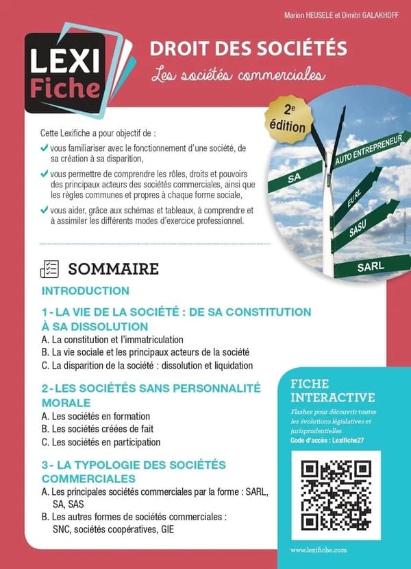 Droit des sociétés : les sociétés commerciales (2e éd.) Marion Heusèle et Dimitri Galakhoff