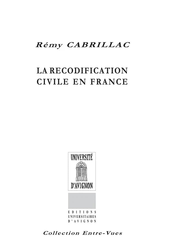 La recodification civile en France
