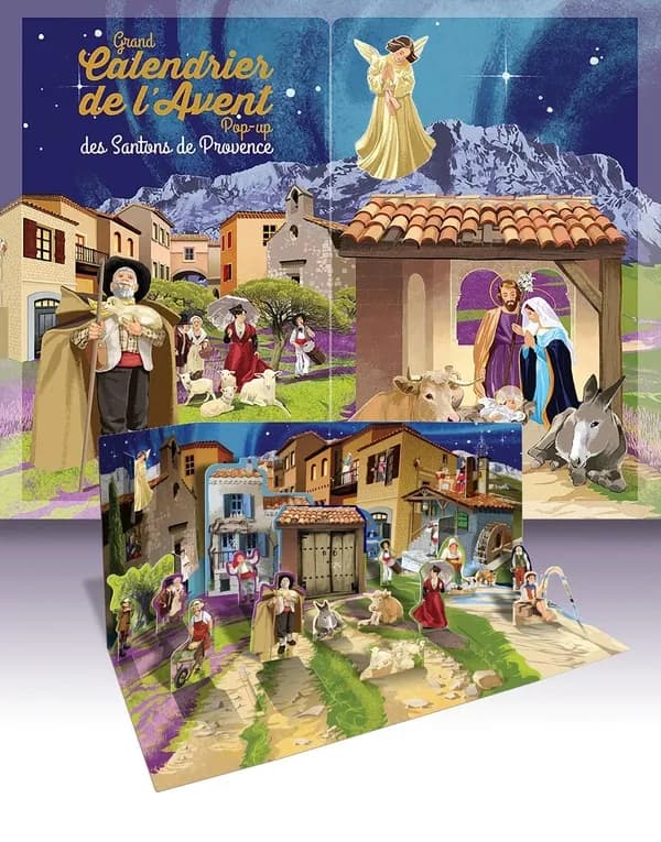 Grand calendrier de l'Avent pop-up des Santons de Provence : Avec son livret d'accompagnement