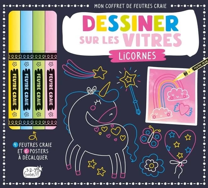 Dessiner sur les vitres : licornes : [Album à colorier]