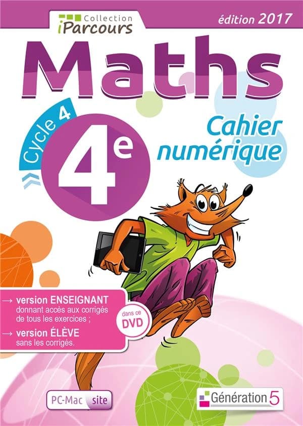 IPARCOURS : maths ; 4ème ; cycle 4 ; cahier numérique ; DVD enseignant site (édition 2017)