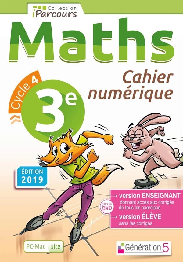 IPARCOURS : maths ; 3e ; cahier numérique ; DVD enseignant monoposte (édition 2019)