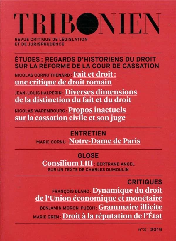 Tribonien, revue critique de législation et de jurisprudence n.2019