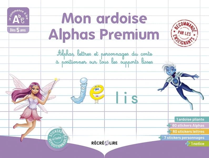 Mon ardoise Alphas Premium : Alphas, lettres et personnages du conte à positionner sur tous les supports lisses