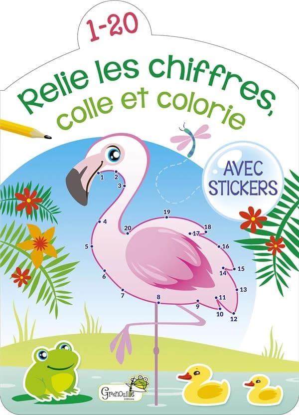 1 à 20 : relie les chiffres, colle et colorie - avec stickers : [Album à colorier]
