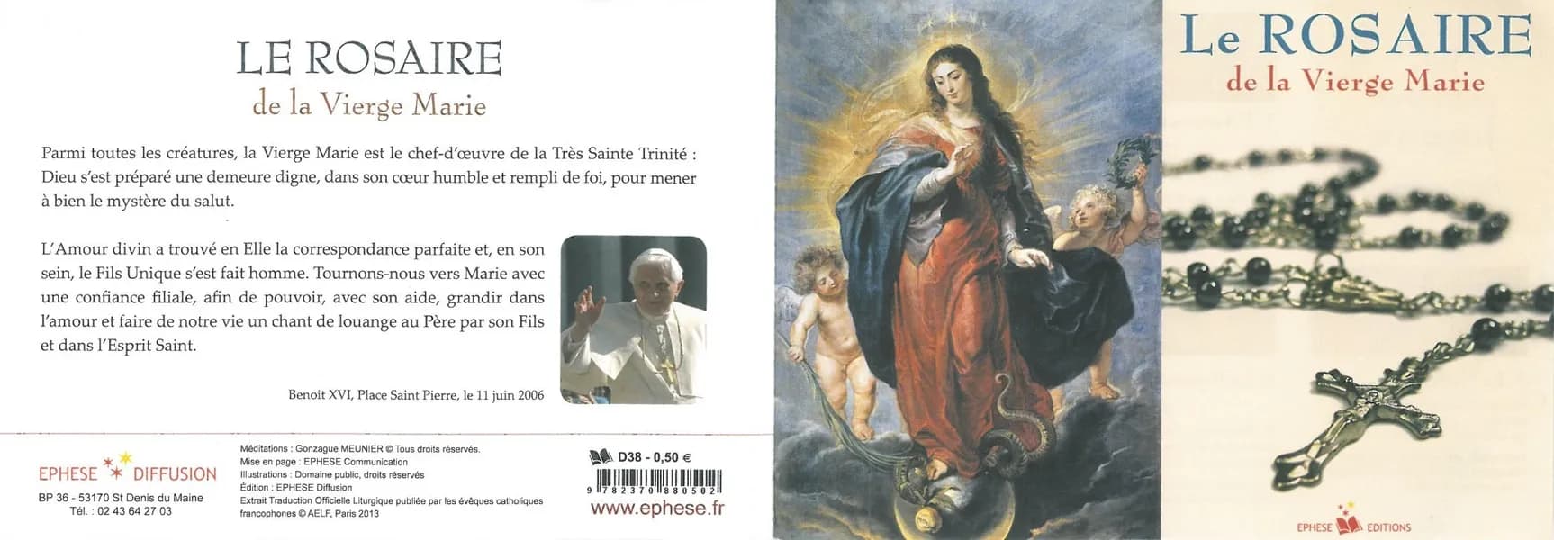 Le rosaire de la Vierge Marie ; feuillet de rosaire