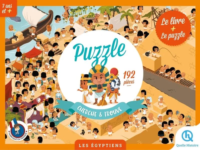 Puzzle cherche & trouve : les Égyptiens : 192 pièces : le livre + le puzzle : 7 ans et +