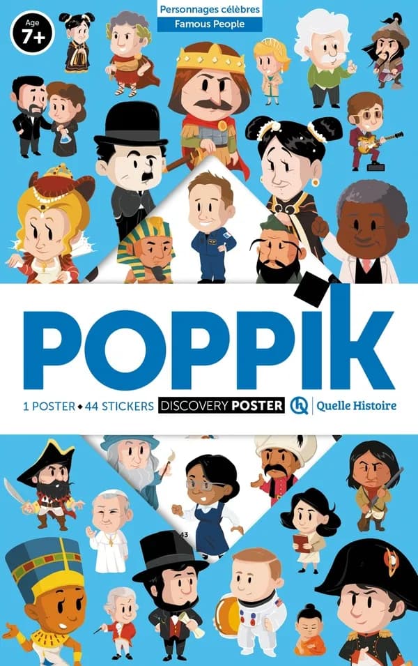 Poppik : 100 grands personnages de l'Histoire : 1 poster, 44 stickers, discovery poster : 7+