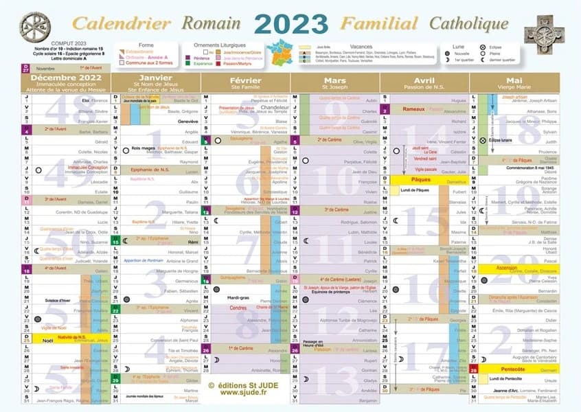 Grand calendrier familial catholique