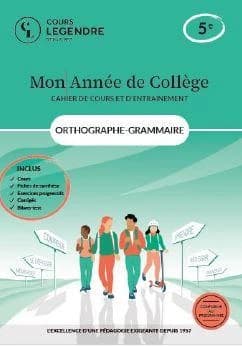 Mon année de collège : Orthographe-grammaire-cahier de cours et d'entraînement : 5e ; Cours