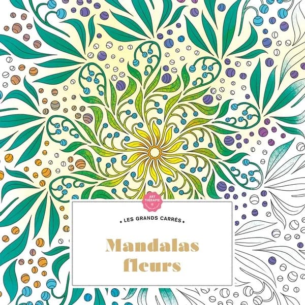 Mandalas fleurs : Art-Thérapie: les grands carrés : [Album à colorier]