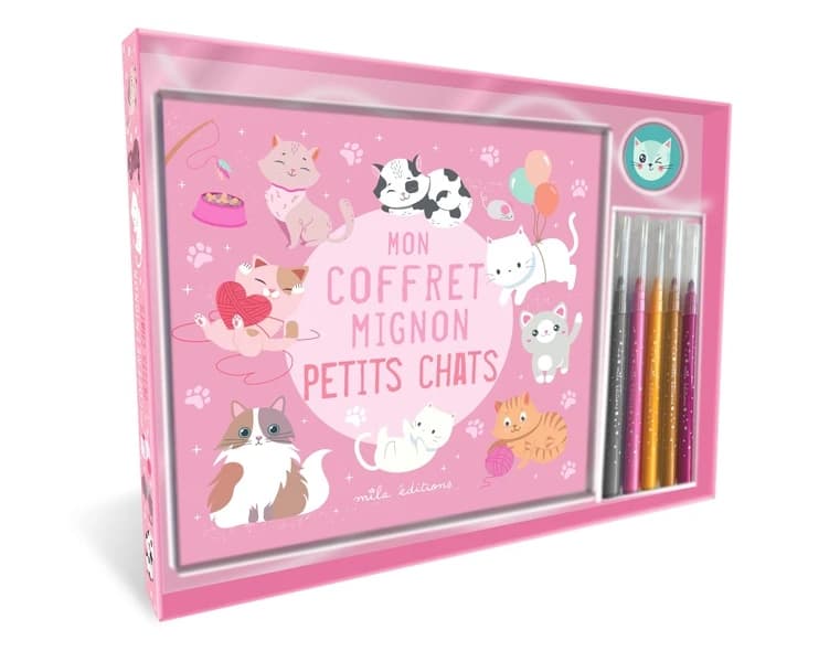 Mon coffret mignon Petits chats : Avec un livre de coloriage, 5 feutres et 15 stickers