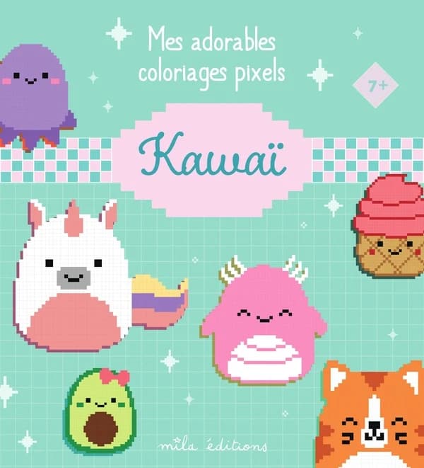 Mes adorables coloriages pixels : Kawaï : [Album à colorier]