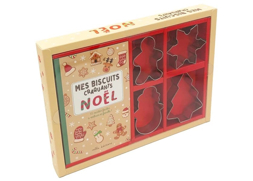 Coffret mes biscuits craquants Noël : Avec 4 emporte-pièces et 15 recettes à réaliser en famille !