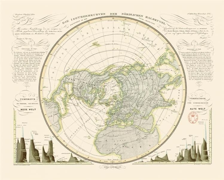 Lignes isothermes de l'hémisphère nord