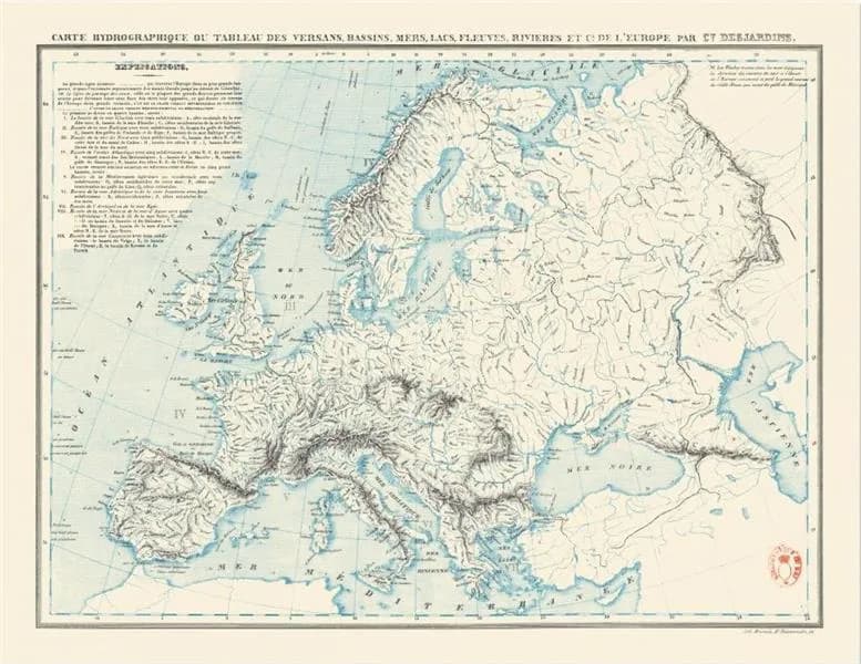 Carte hydrographique de l'Europe