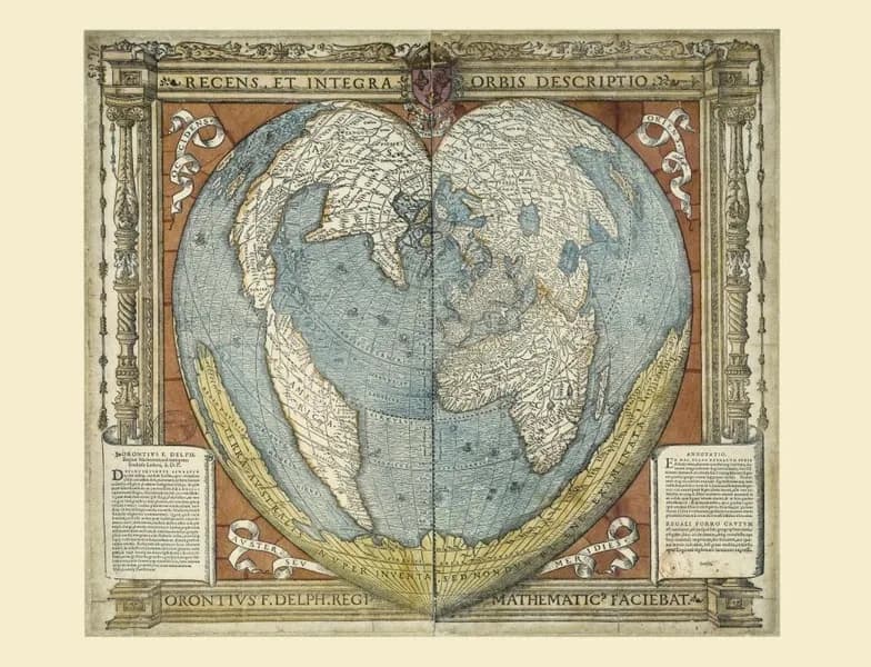 Carte - Mappemonde en forme de cœur