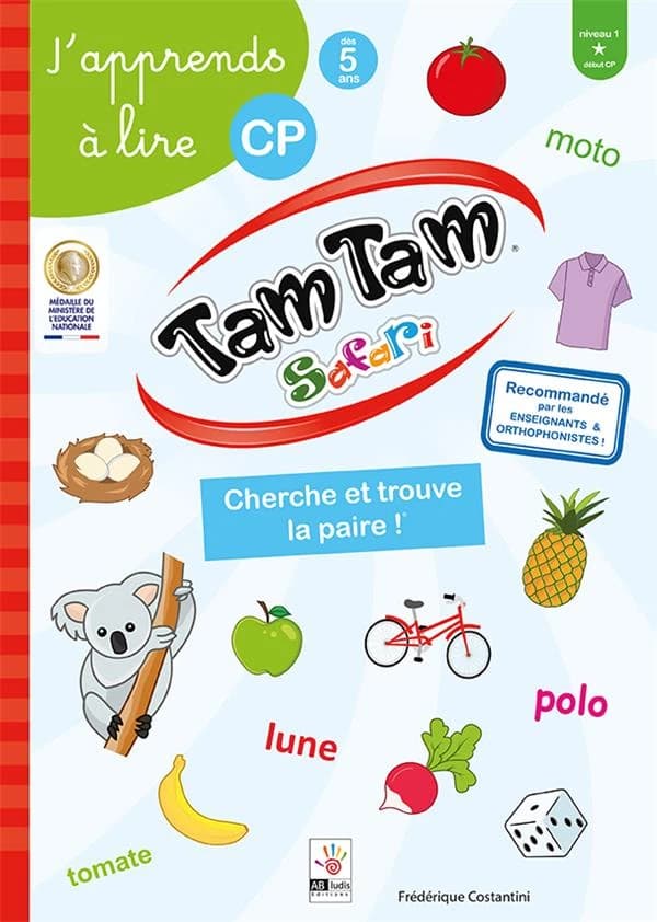 Tam Tam Safari : J'apprends à lire : Cherche et Trouve la paire ; le livre-jeu ; début CP