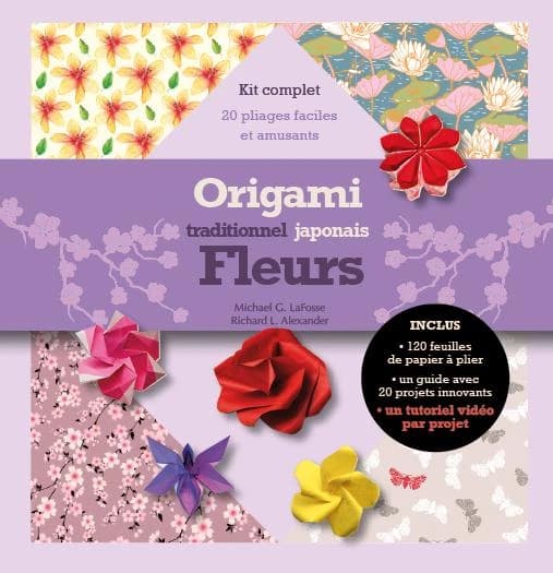 Origami traditionnel japonais : Fleurs ; Kit complet avec un livret et 120 feuilles