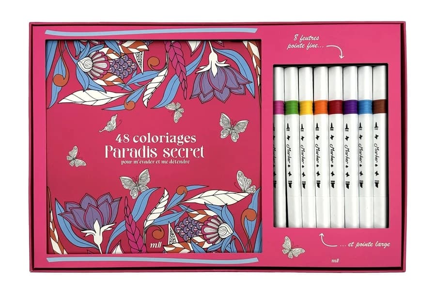 Coffret coloriage : 48 coloriages ; Paradis secret pour m'évader et me détendre