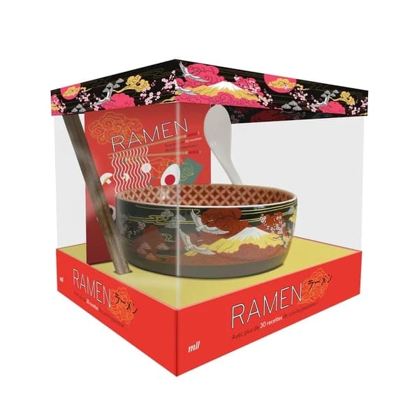 Coffret ramen : avec plus de 30 recettes de cuisine japonaise ! Un bol et une cuillère en céramique